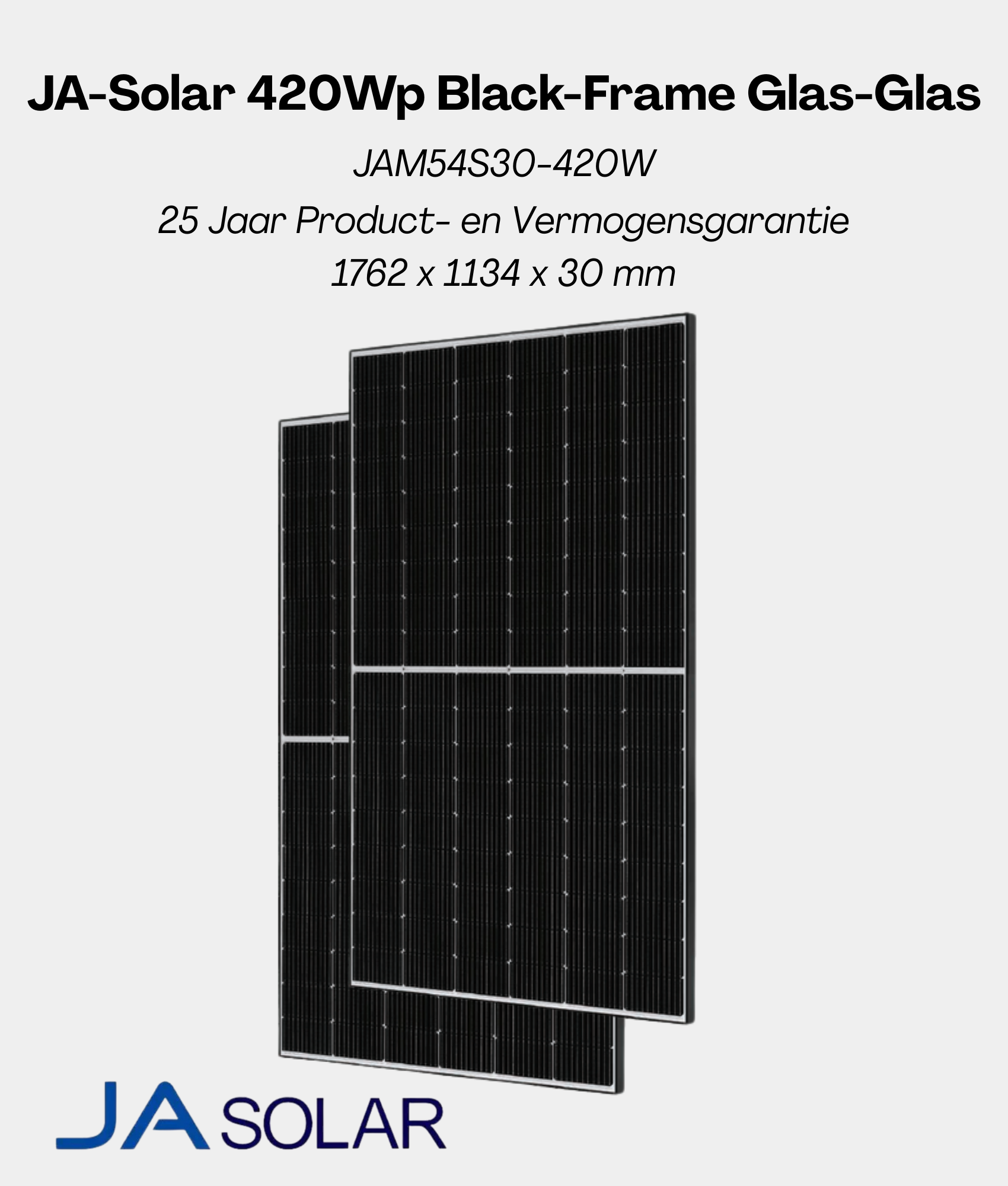 Zonnepaneel Pakket – 2 Panelen | JA-Solar 420 Wp Glas-Glas | Onderconstructie